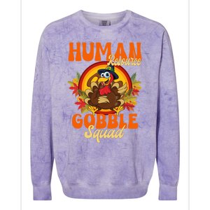 Hu Resource Gobble Squad Turkey Hr Ager Thanksgiving Gift Colorblast Crewneck Sweatshirt