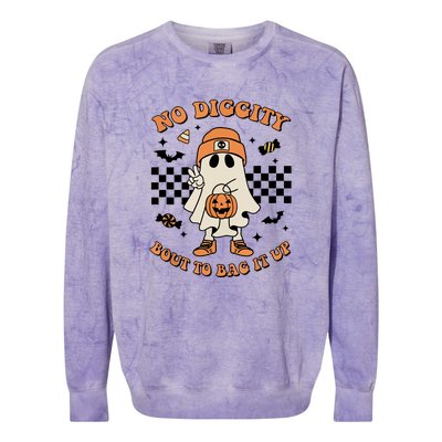 Halloween Retro Groovy Ghost No Diggity Bout To Bag It Up Gift Colorblast Crewneck Sweatshirt