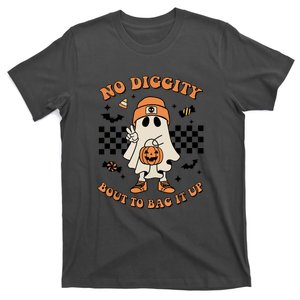 Halloween Retro Groovy Ghost No Diggity Bout To Bag It Up Gift T-Shirt