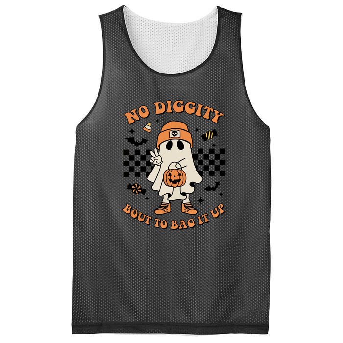 Halloween Retro Groovy Ghost No Diggity Bout To Bag It Up Gift Mesh Reversible Basketball Jersey Tank