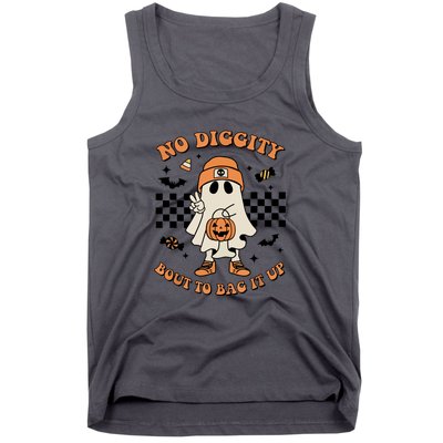 Halloween Retro Groovy Ghost No Diggity Bout To Bag It Up Gift Tank Top