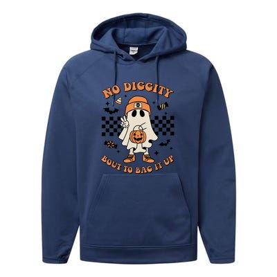 Halloween Retro Groovy Ghost No Diggity Bout To Bag It Up Gift Performance Fleece Hoodie