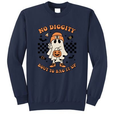 Halloween Retro Groovy Ghost No Diggity Bout To Bag It Up Gift Sweatshirt