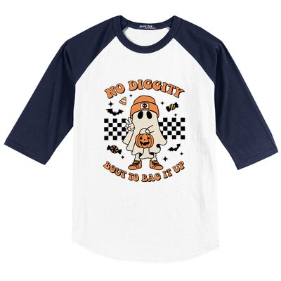 Halloween Retro Groovy Ghost No Diggity Bout To Bag It Up Gift Baseball Sleeve Shirt