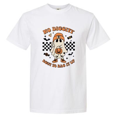 Halloween Retro Groovy Ghost No Diggity Bout To Bag It Up Gift Garment-Dyed Heavyweight T-Shirt