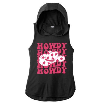 Howdy Retro Groovy Ladies PosiCharge Tri-Blend Wicking Draft Hoodie Tank