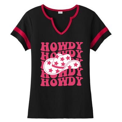 Howdy Retro Groovy Ladies Halftime Notch Neck Tee