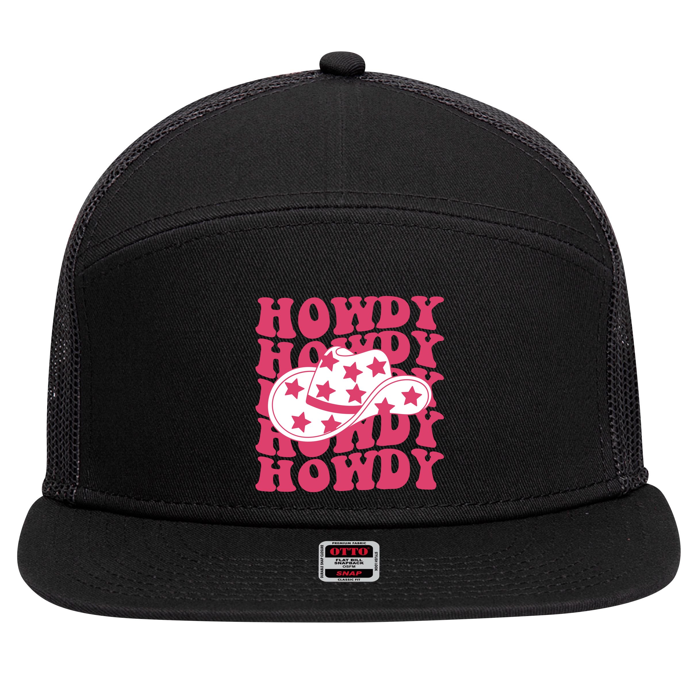 Howdy Retro Groovy 7 Panel Mesh Trucker Snapback Hat