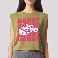 Howdy Retro Groovy Garment-Dyed Women's Muscle Tee