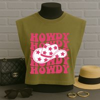 Howdy Retro Groovy Garment-Dyed Women's Muscle Tee