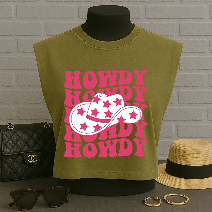 Howdy Retro Groovy Garment-Dyed Women's Muscle Tee