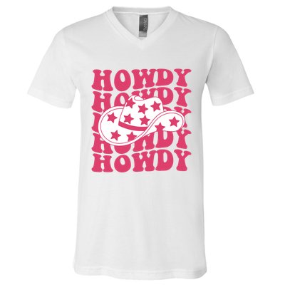 Howdy Retro Groovy V-Neck T-Shirt