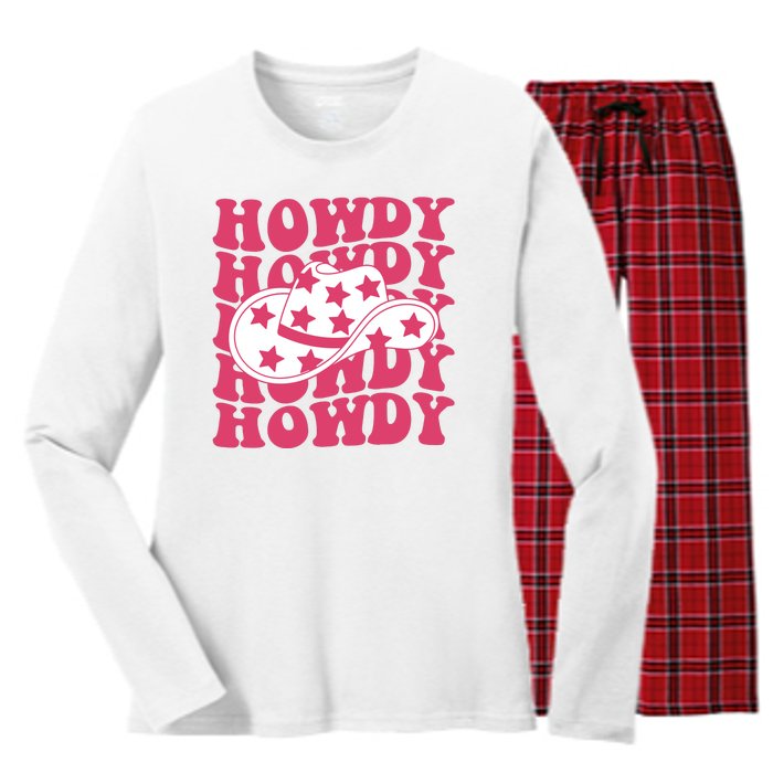 Howdy Retro Groovy Women's Long Sleeve Flannel Pajama Set 