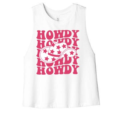 Howdy Retro Groovy Women's Racerback Cropped Tank