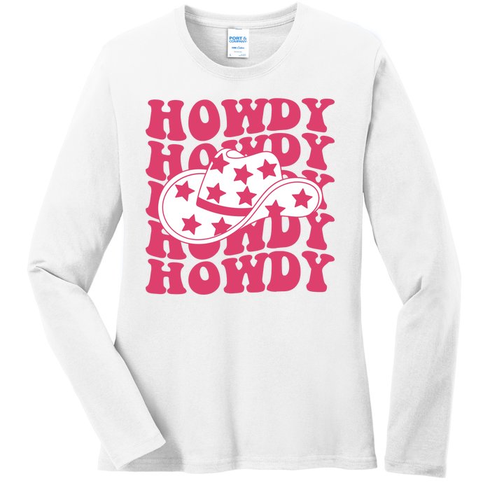 Howdy Retro Groovy Ladies Long Sleeve Shirt