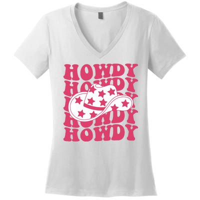 Howdy Retro Groovy Women's V-Neck T-Shirt