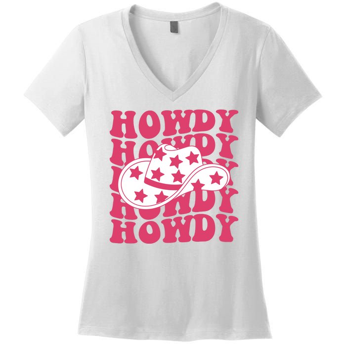 Howdy Retro Groovy Women's V-Neck T-Shirt