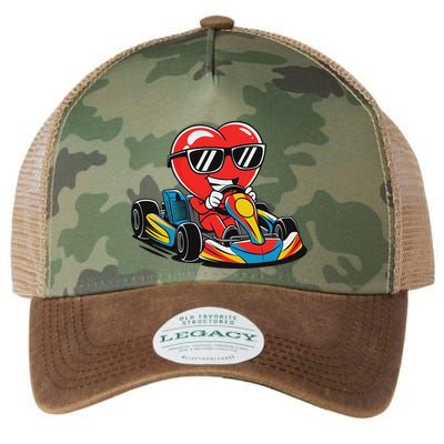 Heart Racing Go Kart Heart Valentines Day Funny Legacy Tie Dye Trucker Hat