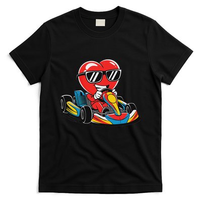 Heart Racing Go Kart Heart Valentines Day Funny T-Shirt