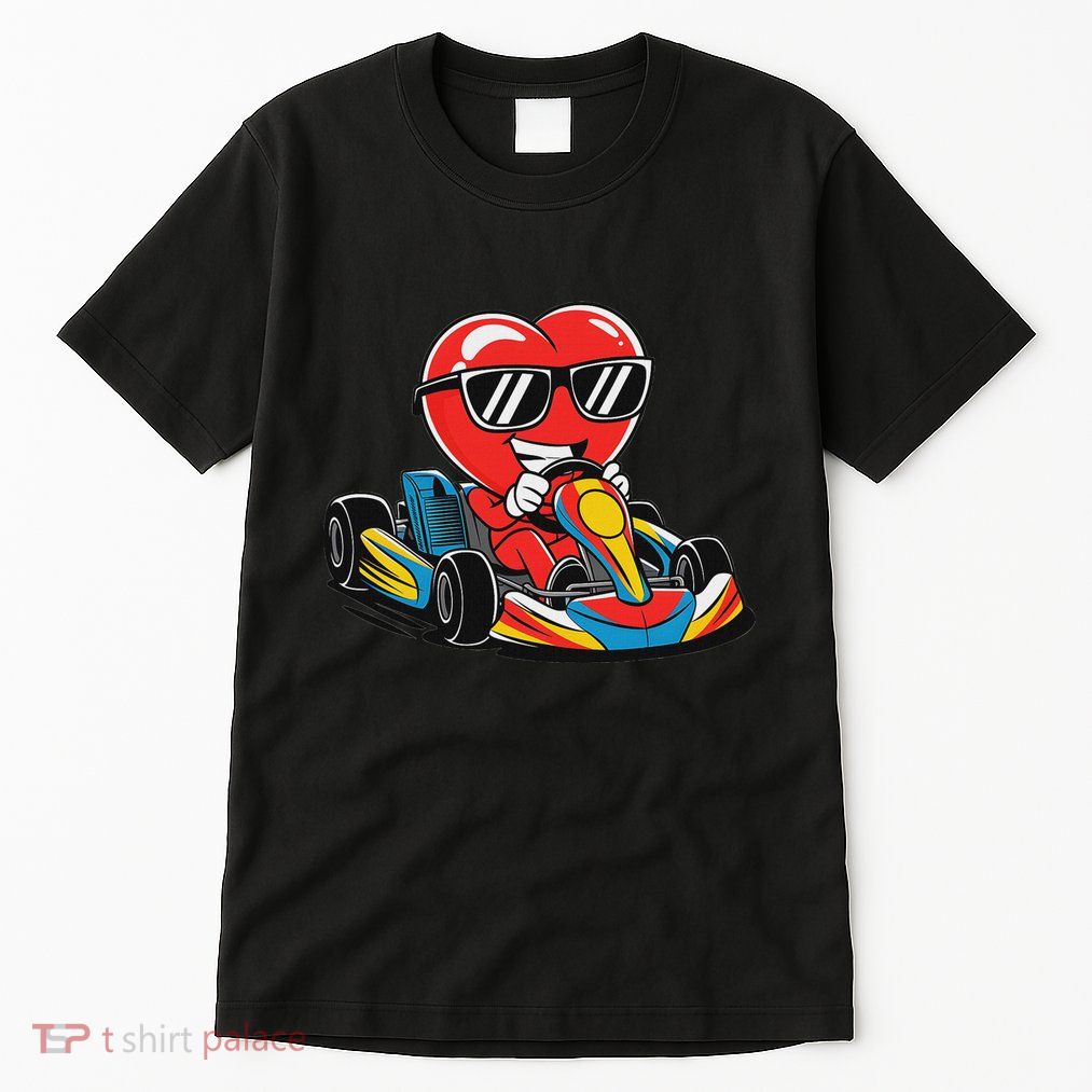 Heart Racing Go Kart Heart Valentines Day Funny Tall T-Shirt