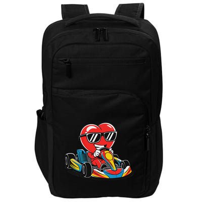 Heart Racing Go Kart Heart Valentines Day Funny Impact Tech Backpack