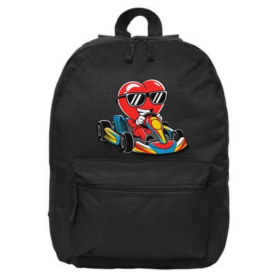 Heart Racing Go Kart Heart Valentines Day Funny 16 in Basic Backpack