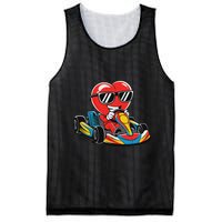 Heart Racing Go Kart Heart Valentines Day Funny Mesh Reversible Basketball Jersey Tank