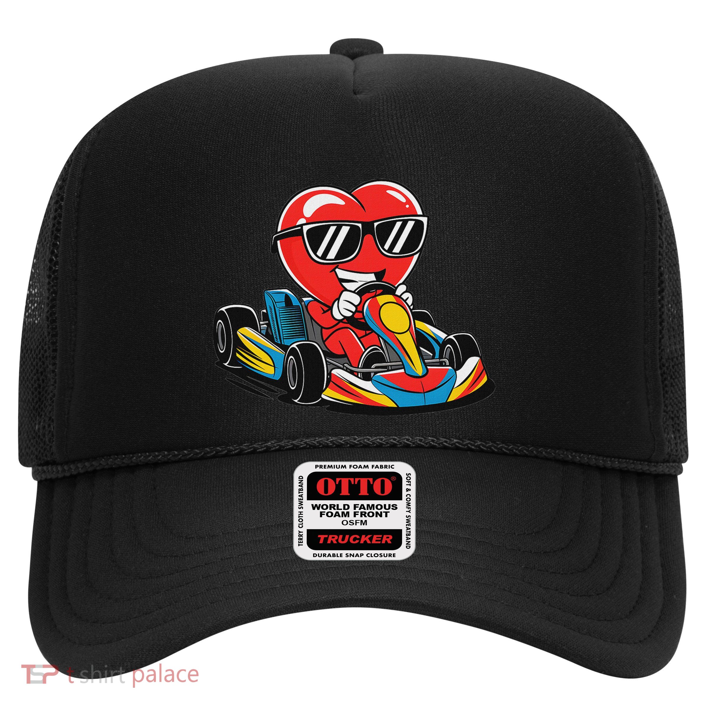 Heart Racing Go Kart Heart Valentines Day Funny Trucker Hat