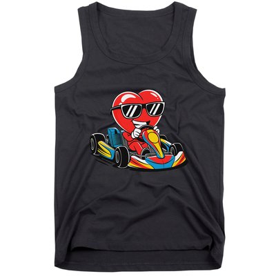 Heart Racing Go Kart Heart Valentines Day Funny Tank Top