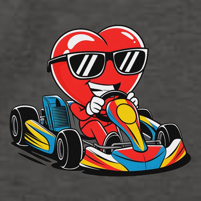Heart Racing Go Kart Heart Valentines Day Funny Vector Backpack