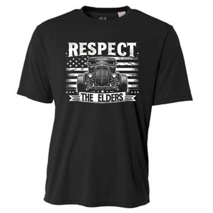 Hot Rod Grandpa Respect The Elders Patriotic Rat Rod Car Cooling Performance Crew T-Shirt