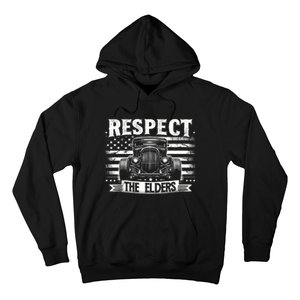 Hot Rod Grandpa Respect The Elders Patriotic Rat Rod Car Hoodie