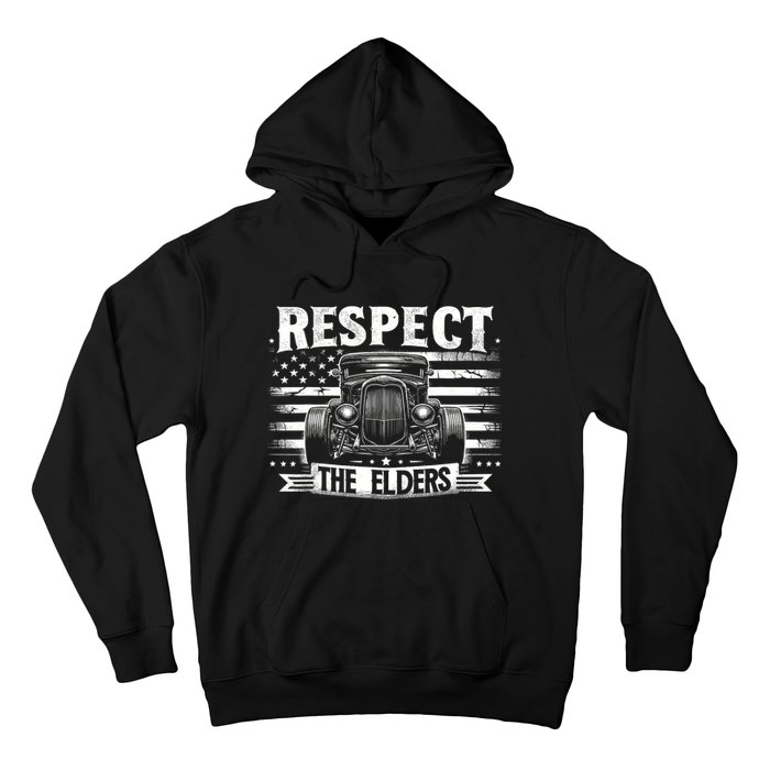 Hot Rod Grandpa Respect The Elders Patriotic Rat Rod Car Hoodie