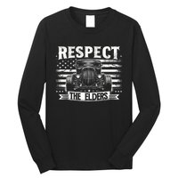 Hot Rod Grandpa Respect The Elders Patriotic Rat Rod Car Long Sleeve Shirt