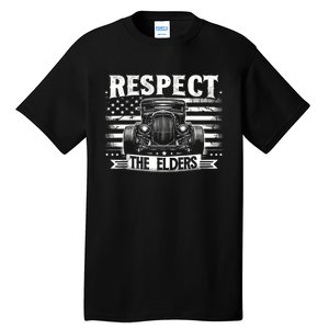 Hot Rod Grandpa Respect The Elders Patriotic Rat Rod Car Tall T-Shirt