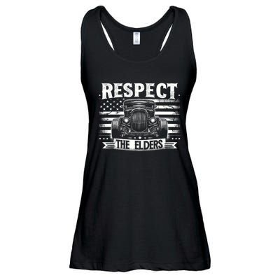 Hot Rod Grandpa Respect The Elders Patriotic Rat Rod Car Ladies Essential Flowy Tank