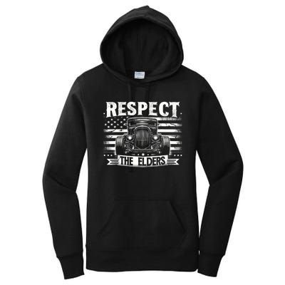 Hot Rod Grandpa Respect The Elders Patriotic Rat Rod Car Women's Pullover Hoodie