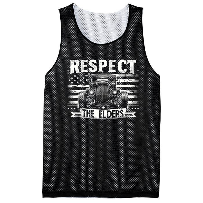 Hot Rod Grandpa Respect The Elders Patriotic Rat Rod Car Mesh Reversible Basketball Jersey Tank