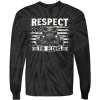 Hot Rod Grandpa Respect The Elders Patriotic Rat Rod Car Tie-Dye Long Sleeve Shirt