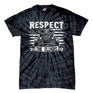 Hot Rod Grandpa Respect The Elders Patriotic Rat Rod Car Tie-Dye T-Shirt