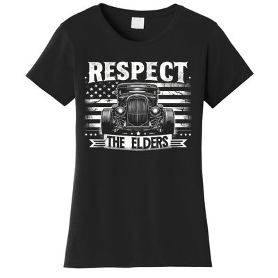 Hot Rod Grandpa Respect The Elders Patriotic Rat Rod Car Women's T-Shirt