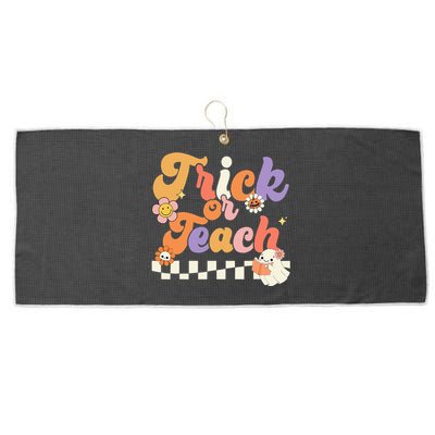 Halloween Retro Groovy Teacher Ghost Costume Large Microfiber Waffle Golf Towel