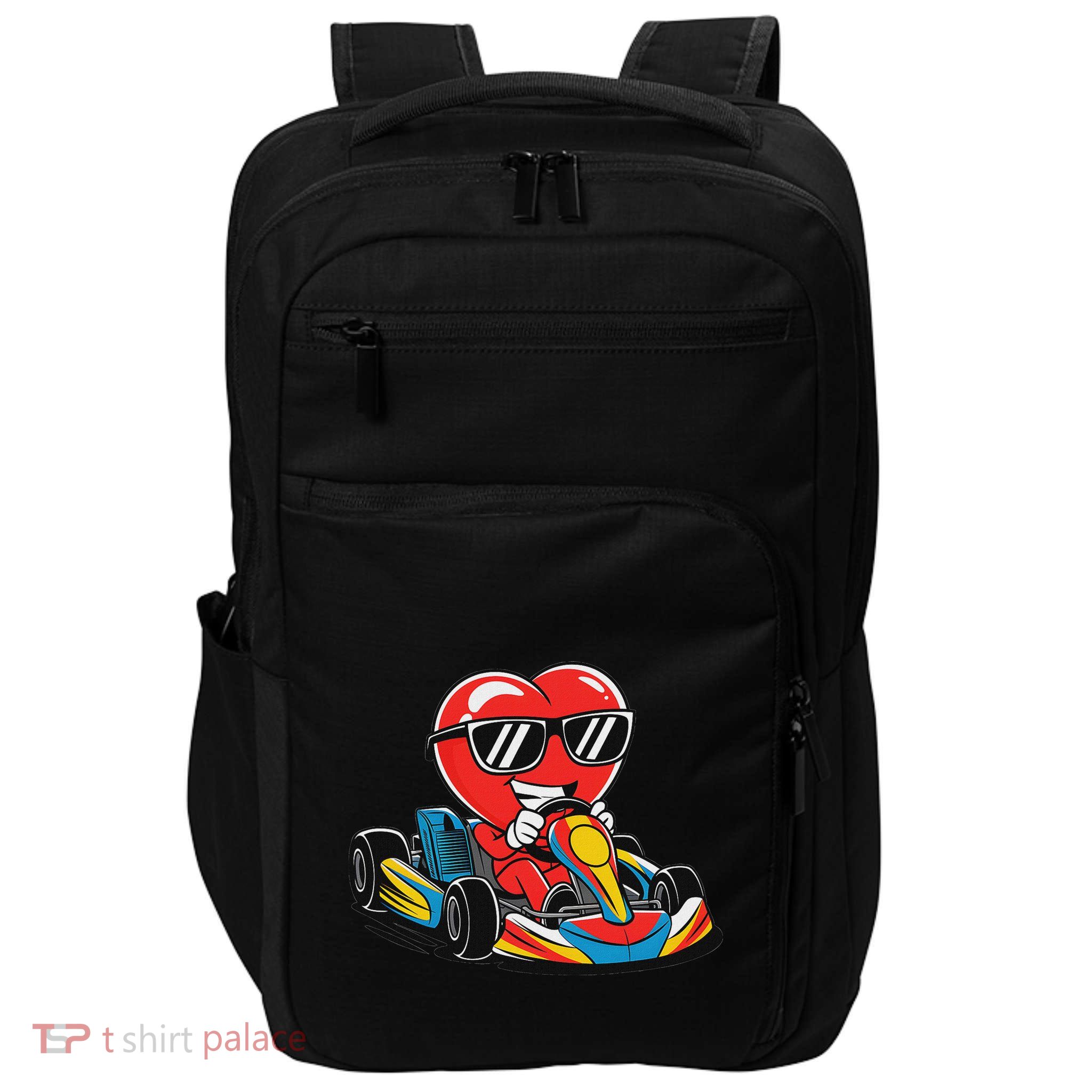 Heart Racing Go Kart Heart Valentines Day Funny Impact Tech Backpack