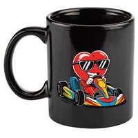 Heart Racing Go Kart Heart Valentines Day Funny 11oz C Handle Ceramic Mug