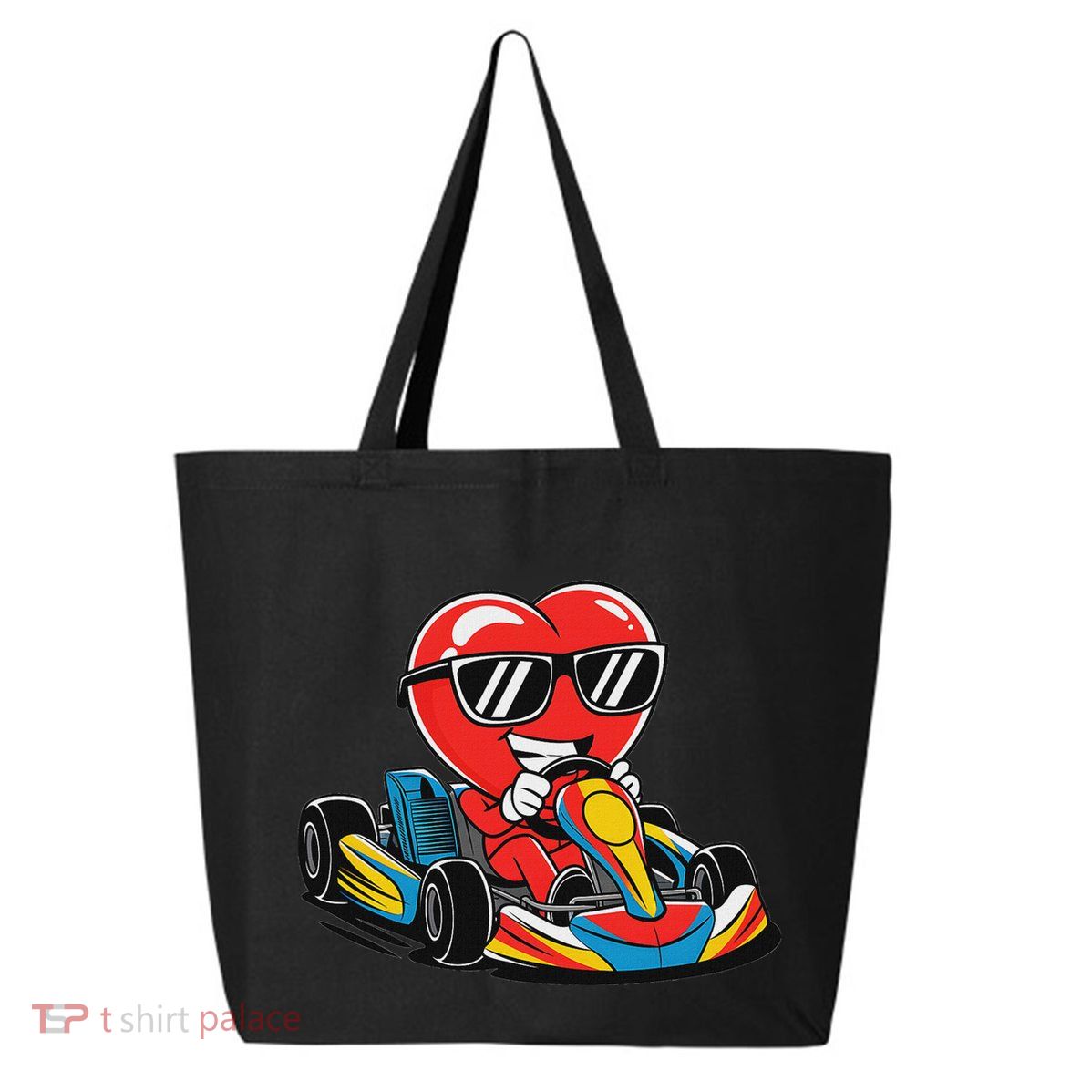 Heart Racing Go Kart Heart Valentines Day Funny 25L Jumbo Tote