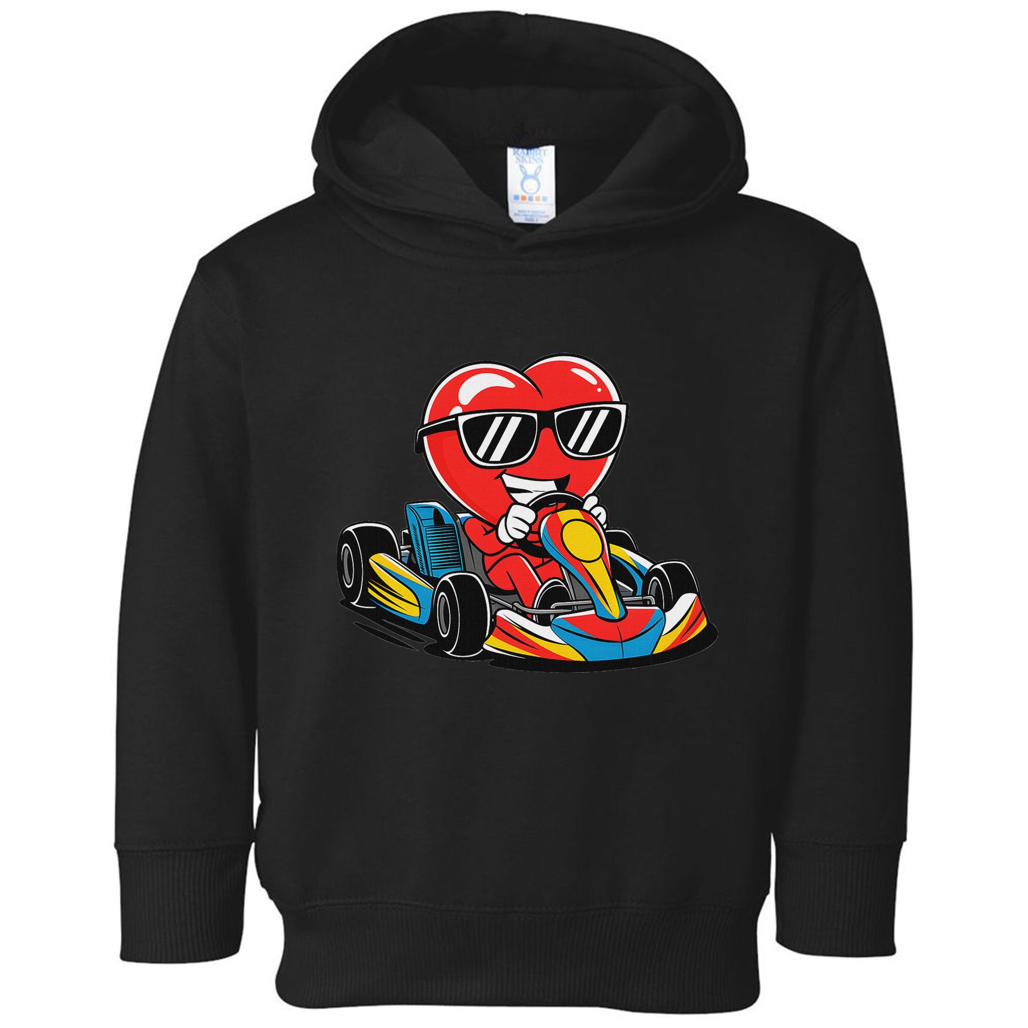 Heart Racing Go Kart Heart Valentines Day Funny Toddler Hoodie