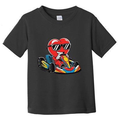 Heart Racing Go Kart Heart Valentines Day Funny Toddler T-Shirt