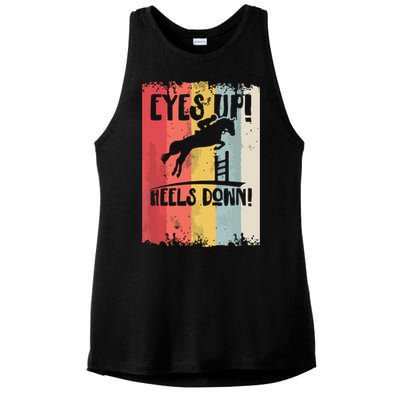 Horse Riding Gift Eyes Up Heels Down Equestrian Sports Ladies PosiCharge Tri-Blend Wicking Tank