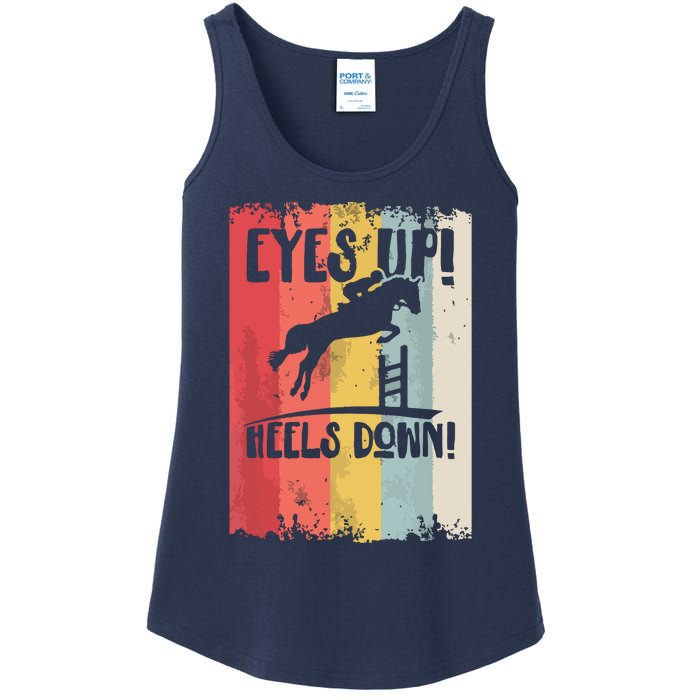 Horse Riding Gift Eyes Up Heels Down Equestrian Sports Ladies Essential Tank