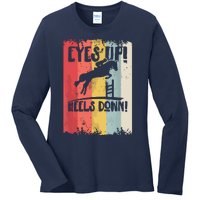 Horse Riding Gift Eyes Up Heels Down Equestrian Sports Ladies Long Sleeve Shirt